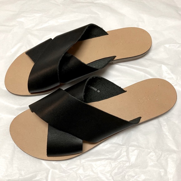 Topshop Leather Criss Cross Hawaii Slides 8.5 - Picture 5 of 13